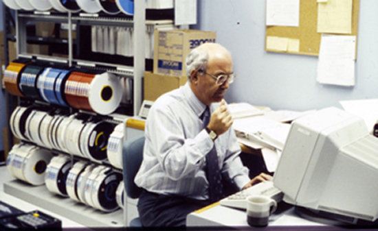 Ron Scriver on the computer