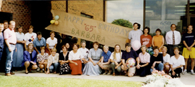OUAC staff celebrating a birthday